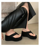 Vintage Y2K Leopard Flip&Flops Sandal Summer Chunky Platform Sandals Women Slipper Wedges Slides 8cm High Heels Shoes Mules