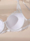 2Pcs/Set Lace Bra for Women Sexy Underwire Push-Up Bra Breathable Mesh Thin Soft Lingerie Adjustable No Lining Women's Bra