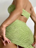 New Strapless Bikini Set Women Hollow Out Sexy Beachwear Sexy Lace Up Cover-Ups Wrap Skirt Summer New Fashion Bathing Suit