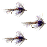 3 Pack Purple Shakey Bealy Fall Soft Hackle Wet Fly - Hook Size 10