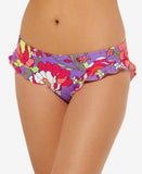 Hula Honey Purple Multi Impressionist Ruffled Bikini Swim Bottoms, Us Small