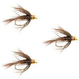 3 Pack Soft Hackle Bead Head Pheasant Tail Nymph Fly - Size 10