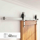 Spoke Wheel Brushed Nickel Single Track Barn Door Hardware Kit