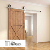 Spoke Wheel Brushed Nickel Single Track Barn Door Hardware Kit