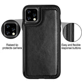 Leather Wallet Case for iPhone - Flip Cover with Card Slots & Kickstand