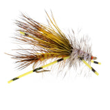 3 Pack Kaufmann's Yellow Crystal Stimulator Rubber Legs Dry Fly - Hook Size 10