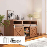 Straight Strap Cabinet Barn Door Hardware Kit | Brushed Nickel