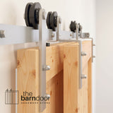 Straight Strap Brushed Nickel Single Bypass Barn Door Hardware Kit
