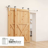 Straight Strap Brushed Nickel Single Bypass Barn Door Hardware Kit