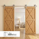 Straight Strap Brushed Nickel Single Track Barn Door Hardware Kit