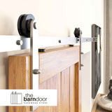 Straight Strap Brushed Nickel Single Track Barn Door Hardware Kit