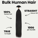 Straight Bulk 100% Human Braiding Hair