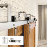 Straight Strap Brushed Nickel Double Bypass Barn Door Hardware Kit