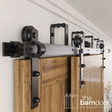 Straight Strap Black Double Bypass Barn Door Hardware Kit
