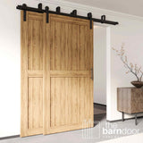 Straight Strap Black Double Bypass Barn Door Hardware Kit