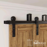 Straight Strap Black Double Bypass Barn Door Hardware Kit