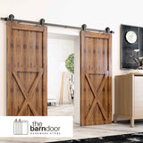 Straight Top Mount Black Single Track Barn Door Hardware Kit