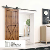 Straight Top Mount Black Single Track Barn Door Hardware Kit