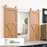 Straight Top Mount Brushed Nickel Single Track Barn Door Hardware Kit
