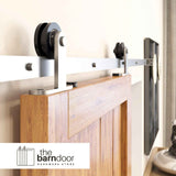 Straight Top Mount Brushed Nickel Single Track Barn Door Hardware Kit
