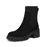 Women's Chelsea Boots – Black Lug Sole Platform Booties