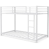 Twin over Twin Low Profile Modern Bunk Bed Frame in White Metal Finish