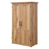 Drop Leaf Computer Desk Craft Table Armoire in Oak Wood Finish - Made in USA