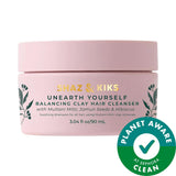 SHAZ & KIKS Balancing Clay Hair Cleanser Shampoo - Natural, Vegan, Detoxifying & Strengthening Shampoo for Oily Scalp & Hair Thinning