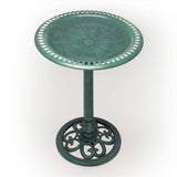 Outdoor Garden Bird Bath Bowl with Stand in Green Bronze Finish