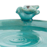 Outdoor Turquoise Blue Ceramic Birdbath