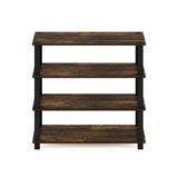 Stackable 4-Shelf Black Brown Wood Shoe Rack - Holds up to 12 Pair of Shoes