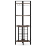 Industrial Corner Wine Rack Storage Shelving Unit with Glass Holders