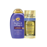 OGX Biotin & Collagen Shampoo & Argan Oil Set (385ml + 100ml)