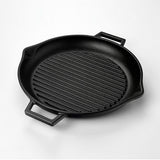 Lava Cast Iron Grill Pan - 30cm Round Enameled Indoor Stovetop Skillet for Perfect Steaks & Even Heating