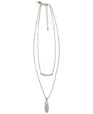 Inc Silver-Tone Crystal Bar and Drop Layered Pendant Necklace