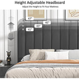 Twin size Dark Grey Upholstered Platform Bed Frame with Headboard