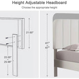 Twin size White Upholstered Platform Bed Frame with Headboard