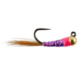 3 Pack Tungsten Hot Spot Purple Perdigon Tactical Euro Nymph - Size 14