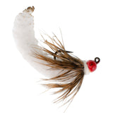 Tungsten Bead White Mop Fly Tactical Jig Czech Euro Nymph Barbless Fly - 12 Flies Size 14