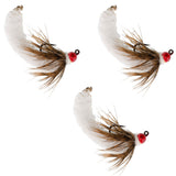3 Pack Tungsten Bead White Mop Fly Tactical Jig Czech Euro Nymph Barbless - Size 14