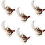 Tungsten Bead White Mop Fly Tactical Jig Czech Euro Nymph Barbless - 6 Flies Size 14
