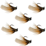 Tungsten Bead Cream Mop Fly Tactical Jig Euro Nymph  - 6 Flies Size 14