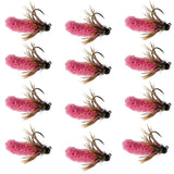Tungsten Bead Hot Pink Mop Fly Tactical Euro Nymph Barbless 12 Flies  #14