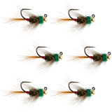 Tungsten Bead Tactical CDC Frenchie Czech Nymph Euro Jig - 6 Flies Size 12