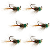 Tungsten Bead Tactical CDC Frenchie Czech Nymph Euro Jig - 6 Flies Size 16