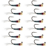 Tungsten Black Perdigon Tactical Jig Czech Euro Nymph - 12 Flies Size 14