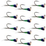 Tungsten Gasolina Perdigon Tactical Jig Euro Nymph 12 Flies Size 14