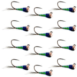 Tungsten Gasolina Perdigon Tactical Jig Euro Nymph 12 Flies Size 16