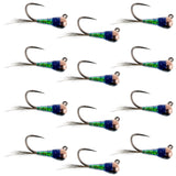 Tungsten Gasolina Perdigon Tactical Jig Euro Nymph 12 Flies Size 18