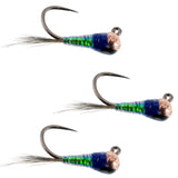 3 Pack Tungsten Gasolina Perdigon Tactical Jig Euro Nymph Fly - Size 18